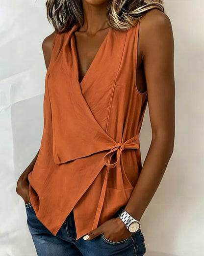 Calivelle | Sleeveless Wrap Tie Blouse