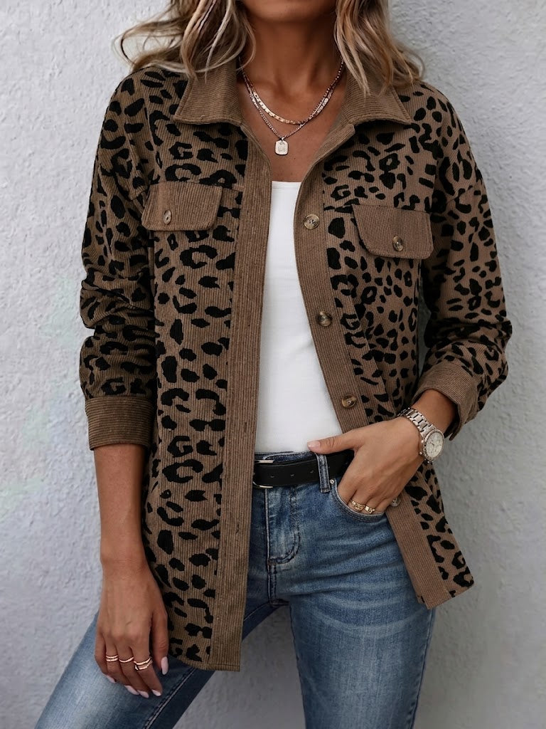 Penhalia | Button Front Animal Print Cardigan