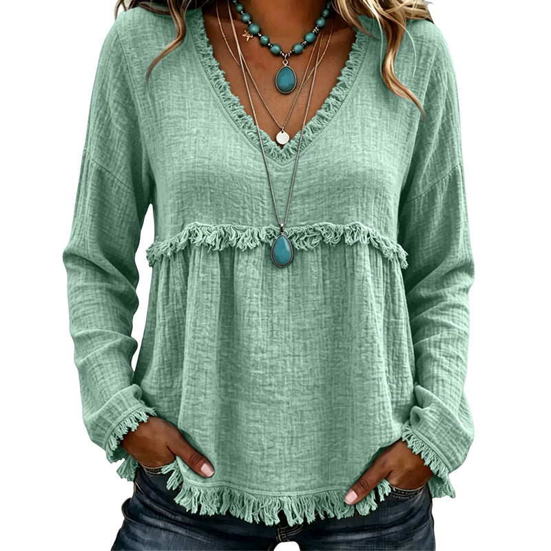 Catriona | Relaxed Tassel Trim Blouse
