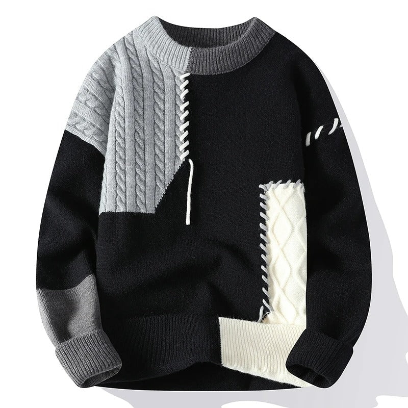 Tavero | Patchwork Cable Knit Sweater