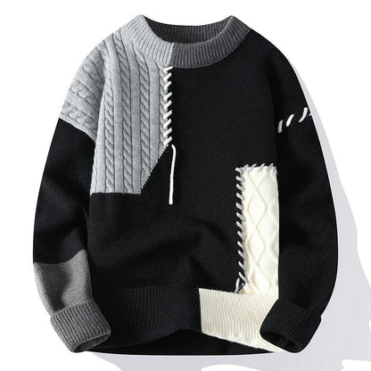 Tavero | Patchwork Cable Knit Sweater