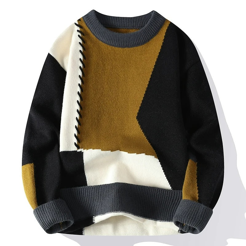 Tavero | Patchwork Cable Knit Sweater