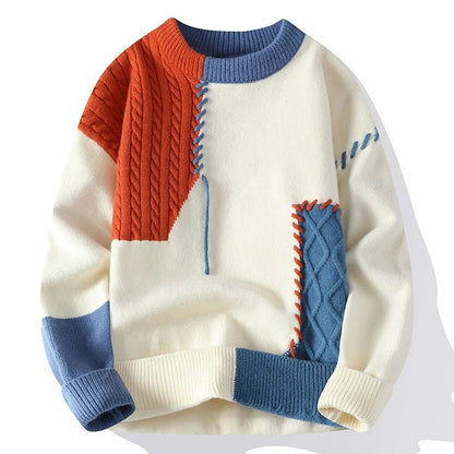 Tavero | Patchwork Cable Knit Sweater