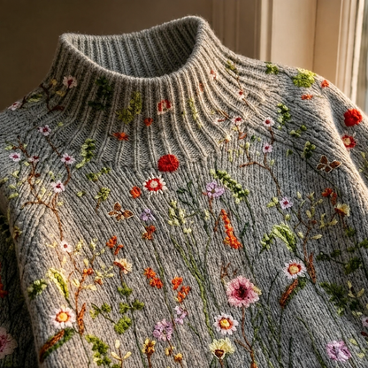 Etheldreda | Botanical Embroidered Knit Sweater
