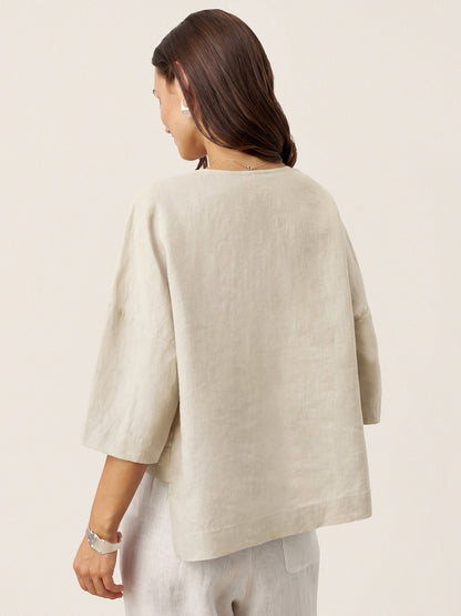 Ondella | Layered Hem Linen Blouse