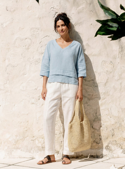 Ondella | Layered Hem Linen Blouse