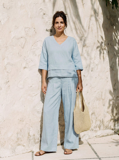 Ondella | Layered Hem Linen Blouse