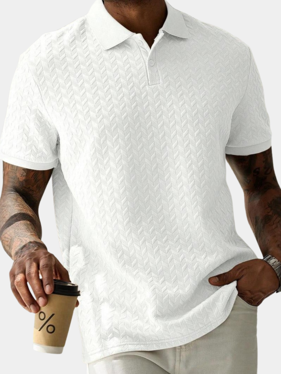 Renwick | Textured Knit Short Sleeve Polo