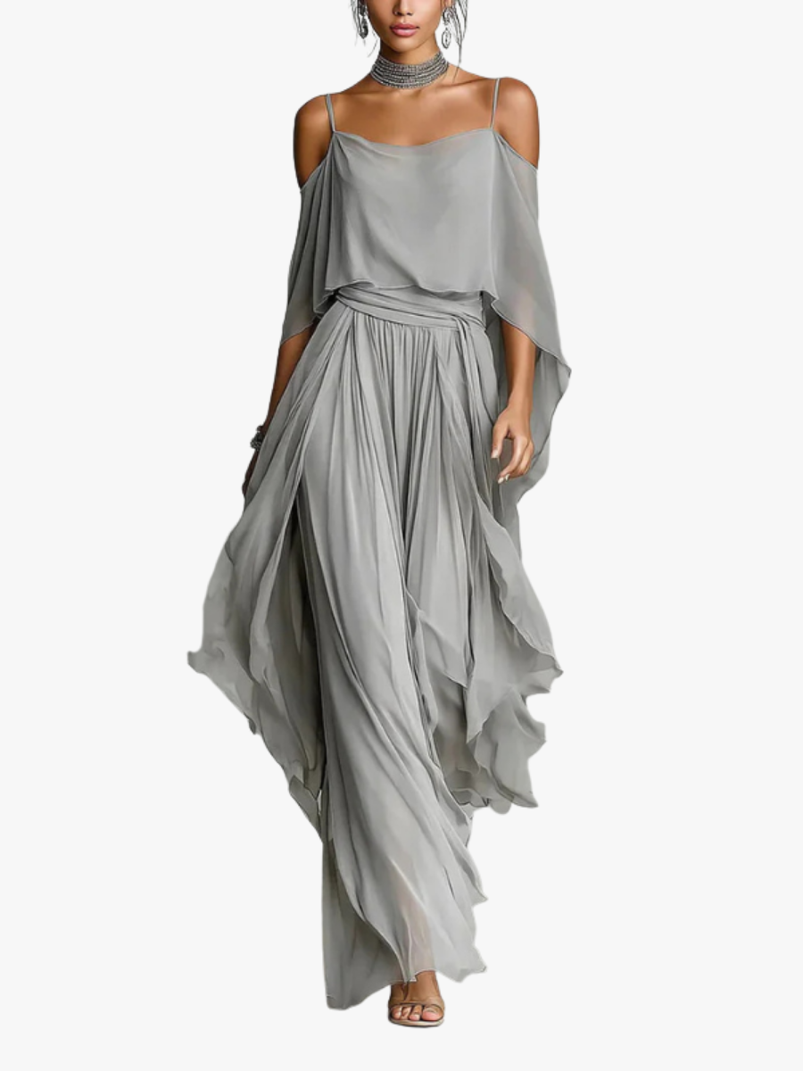 Velmoria | Layered Chiffon Top and Wide Leg Set