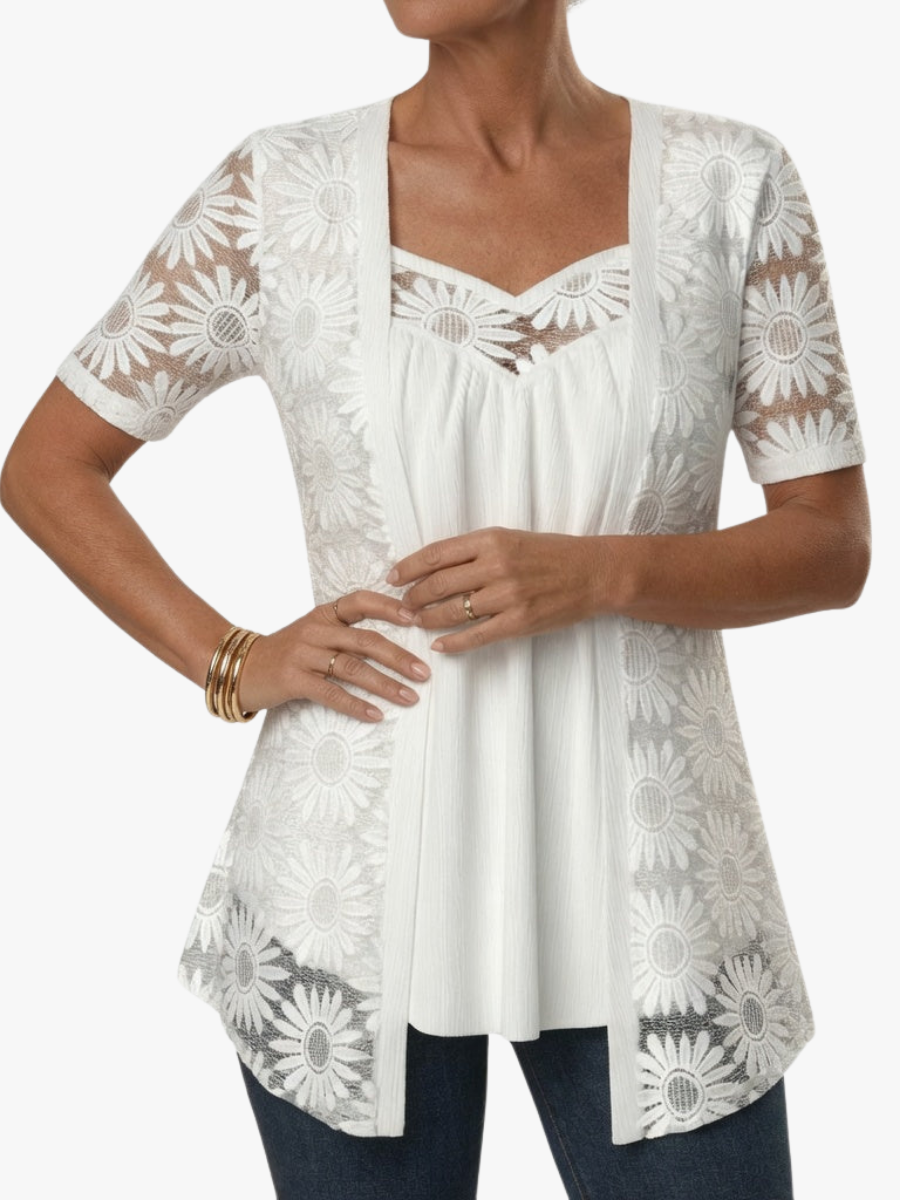 Ysolde | Floral Lace Two Piece Top Set