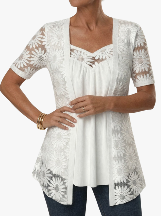 Ysolde | Floral Lace Two Piece Top Set