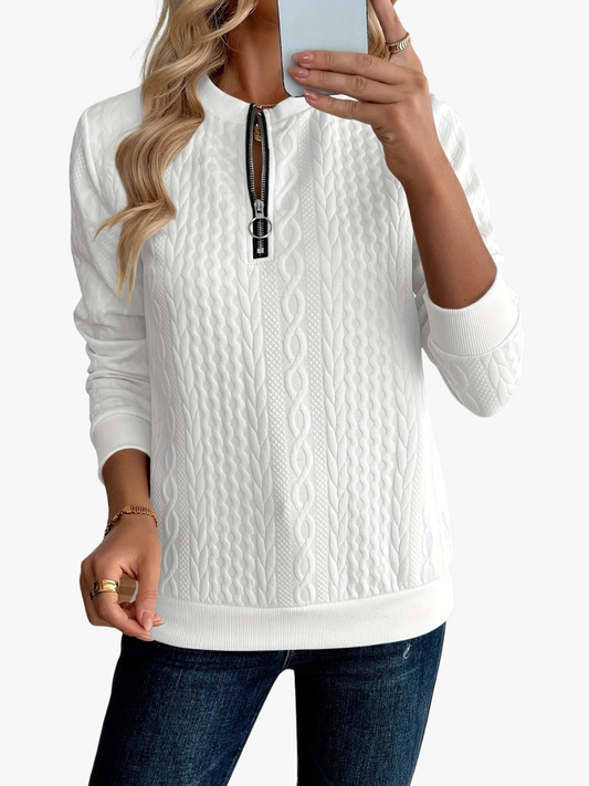 Phaeline | Cable Knit Half Zip Sweatshirt