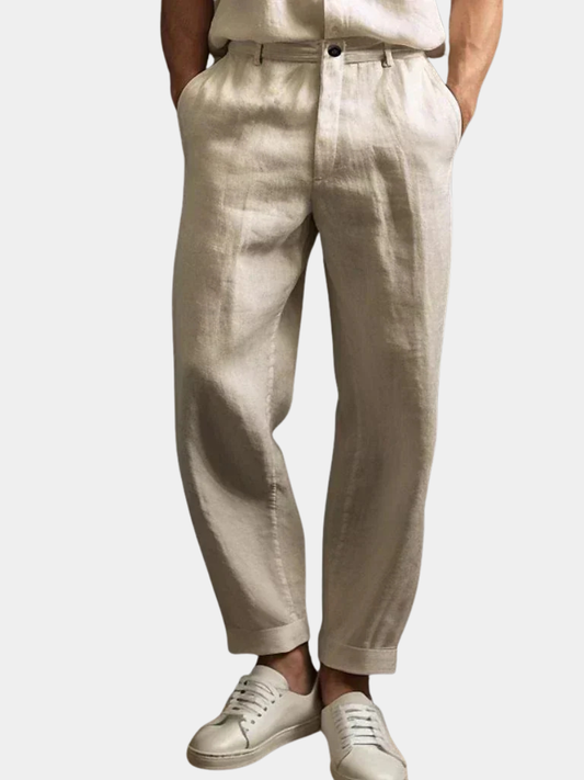 Bramwell | Relaxed Fit Pleated Linen Trousers