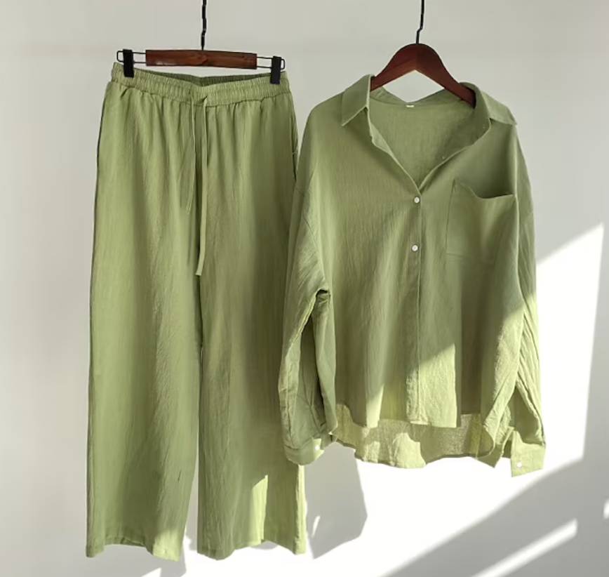 Solenne | Relaxed Shirt and Wide Leg Trouser Set