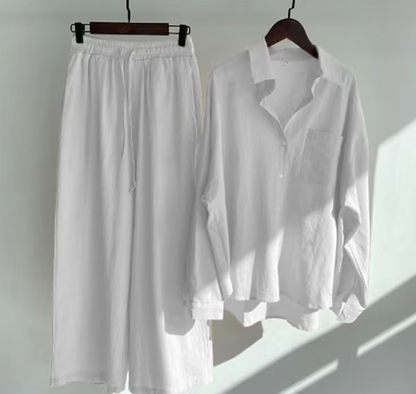 Solenne | Relaxed Shirt and Wide Leg Trouser Set