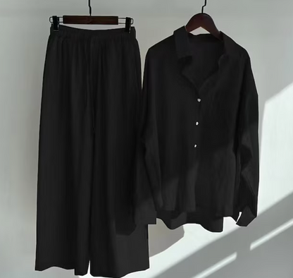 Solenne | Relaxed Shirt and Wide Leg Trouser Set
