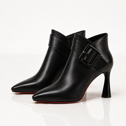 Yvelora | Elegant Buckle Detail Ankle Boots