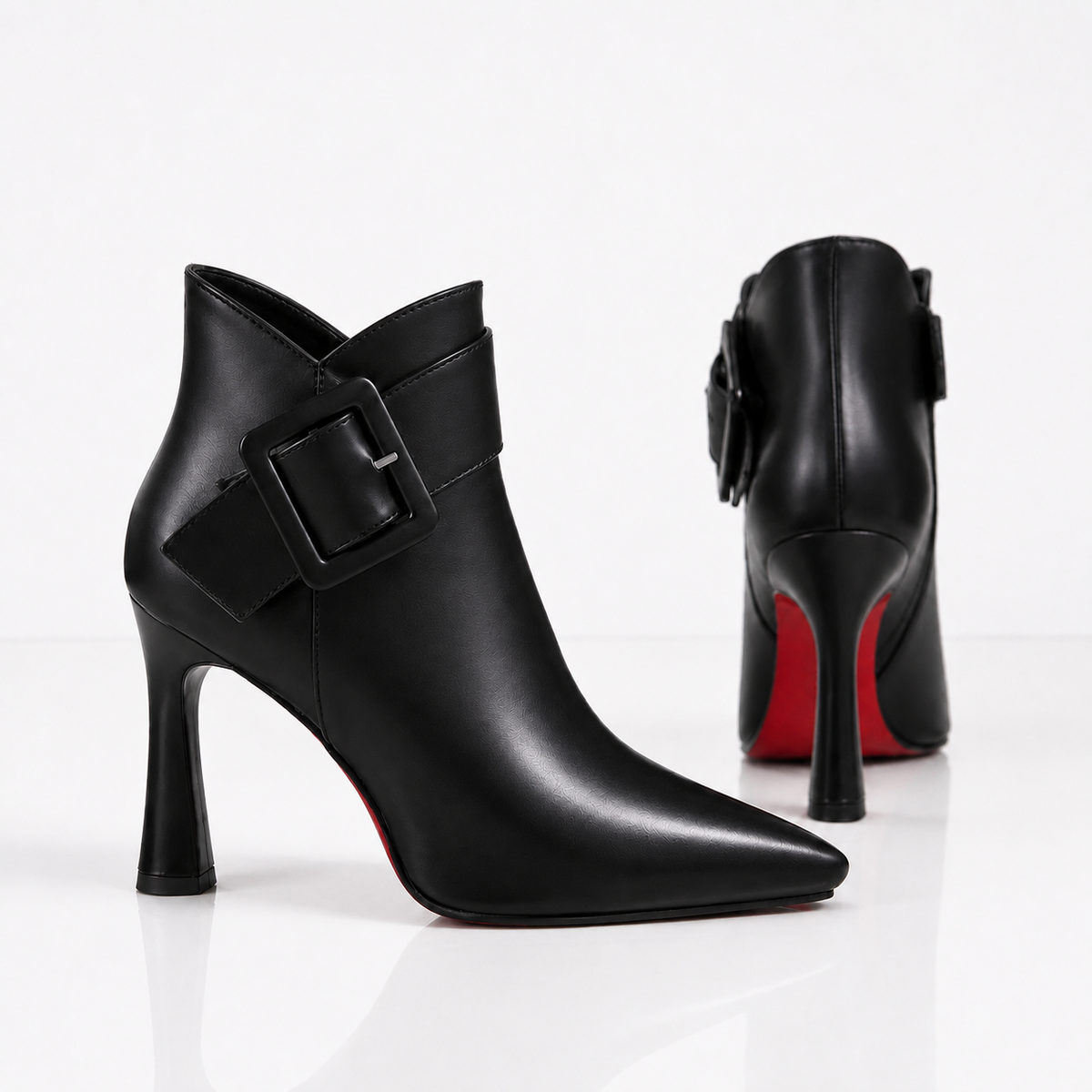Yvelora | Elegant Buckle Detail Ankle Boots