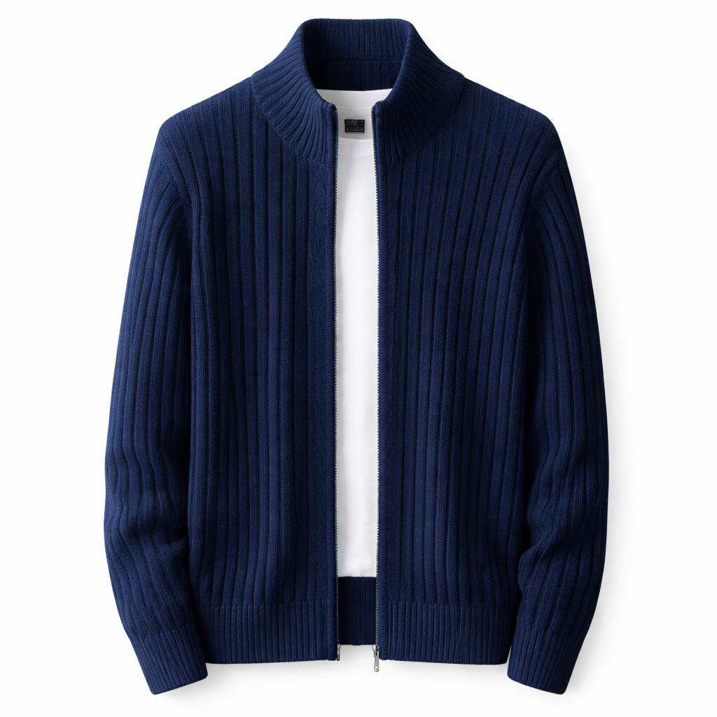 Elric | Stand Collar Full Zip Knit Cardigan