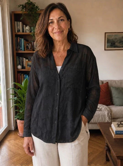 Zorevyn | Long Sleeve Button Front Blouse