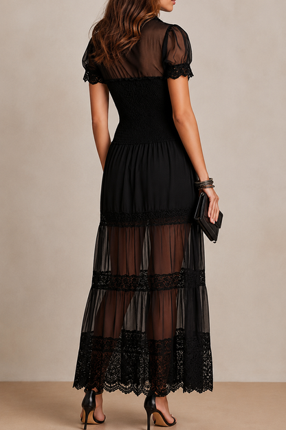 Xandrelle | Elegant Mesh Panel Maxi Dress