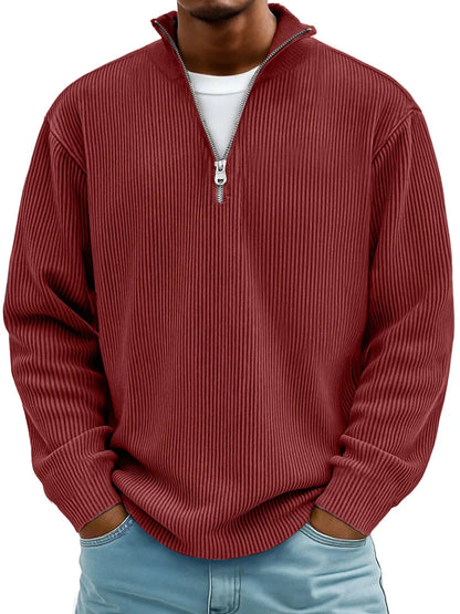 Fenmore | Soft Ribbed Zip Neck Sweater