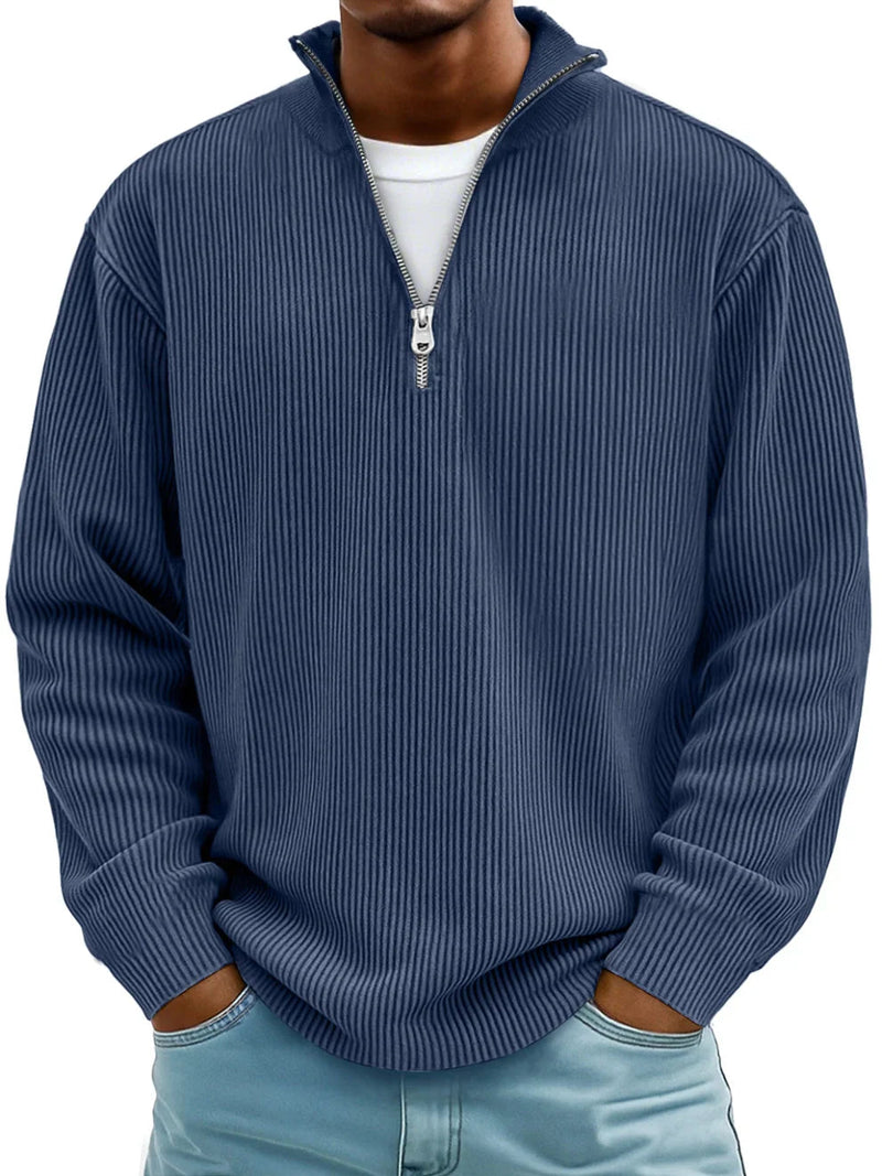 Fenmore | Soft Ribbed Zip Neck Sweater