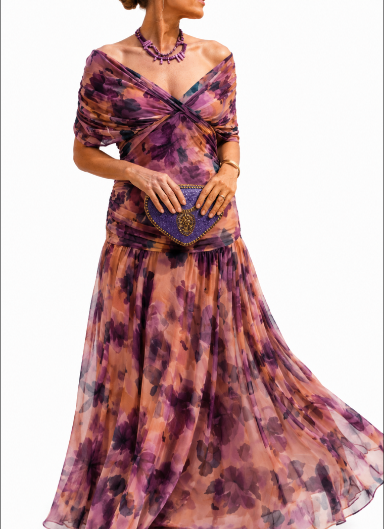 Florentia | Graceful Wrap Chiffon Maxi Dress