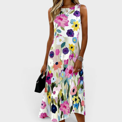 Mirellia | Sleeveless Floral Midi Dress