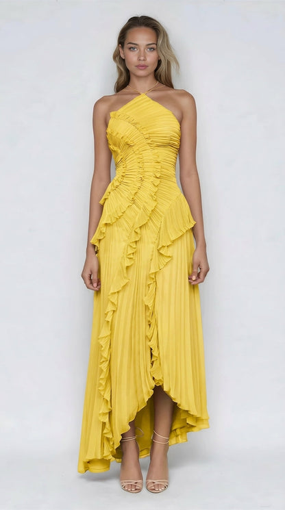 Serelise | Pleated Ruffle Evening Dress