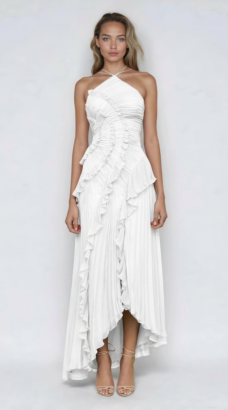 Serelise | Pleated Ruffle Evening Dress