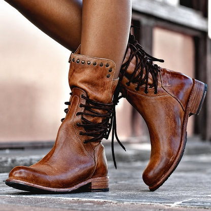 Avaline | Studded Lace Up Ankle Boots