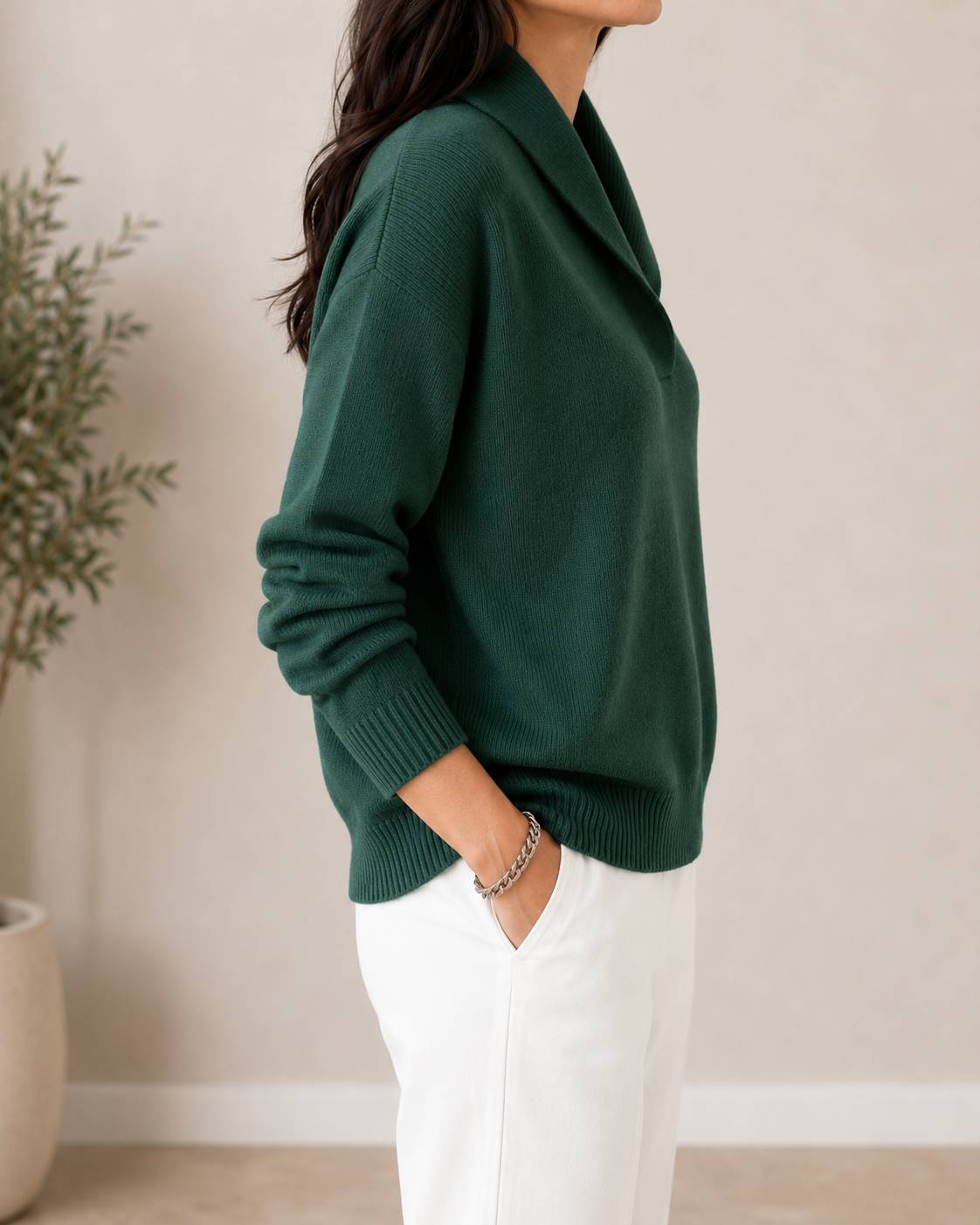 Ainslie | Relaxed Shawl Collar Knit Sweater