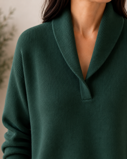Ainslie | Relaxed Shawl Collar Knit Sweater
