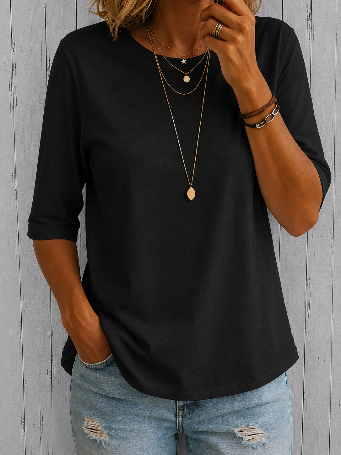 Brivana | Relaxed Half Sleeve Everyday Blouse