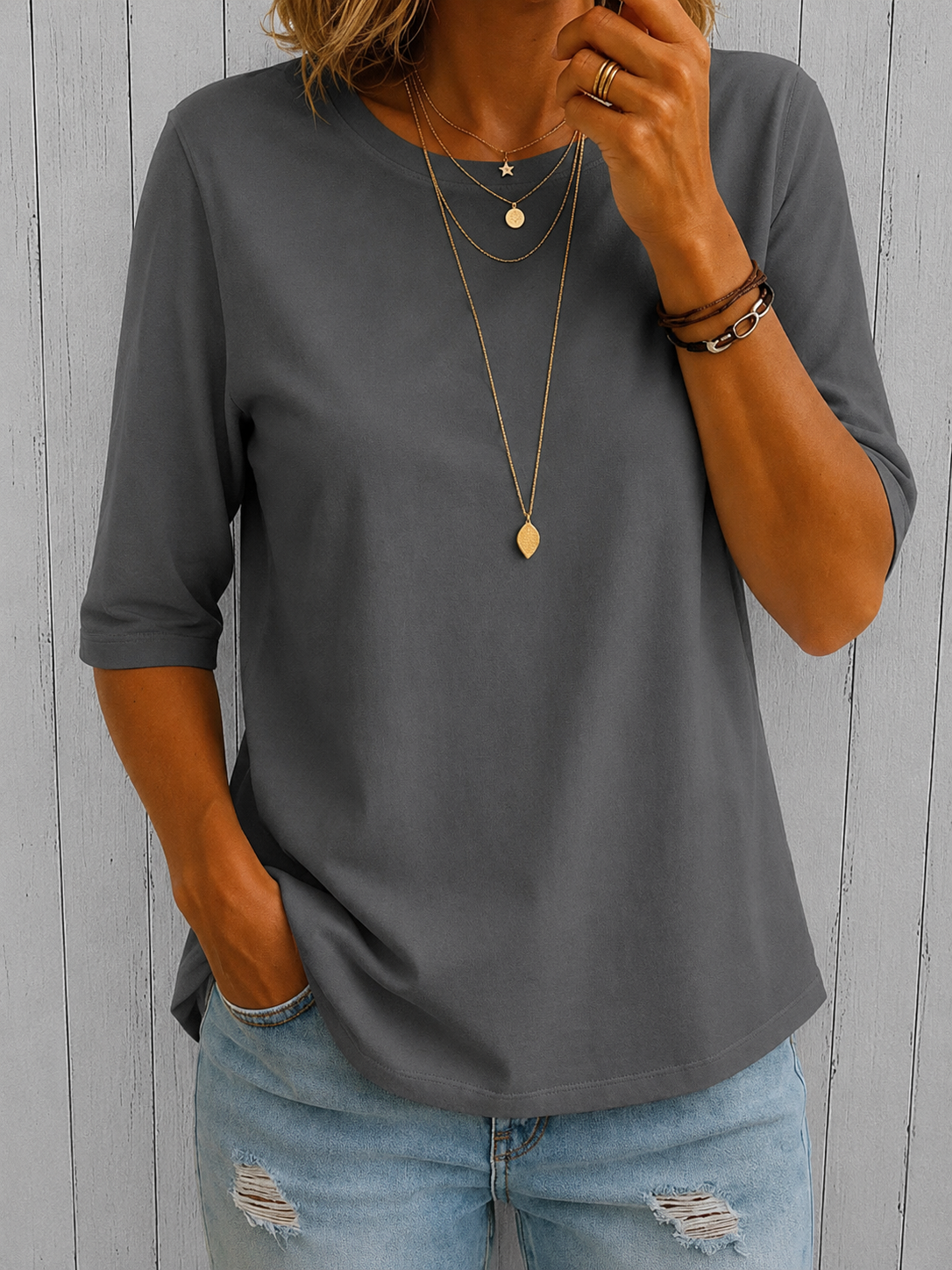 Brivana | Relaxed Half Sleeve Everyday Blouse