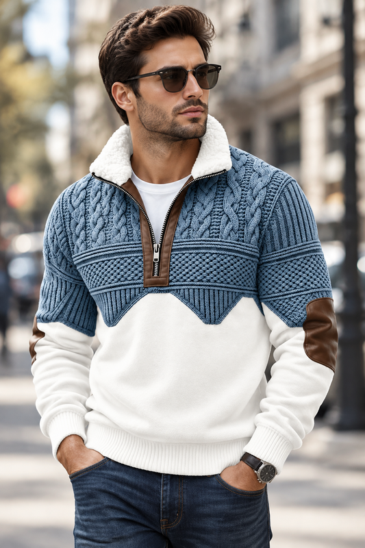 Jericho | Cosy Cable Knit Colour Block Sweater