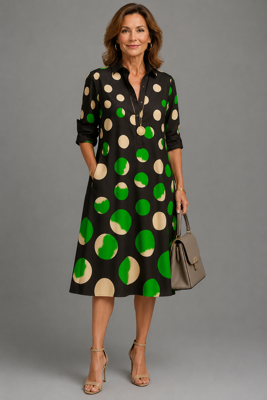 Zeloria | Flattering Polka Dot Midi Dress