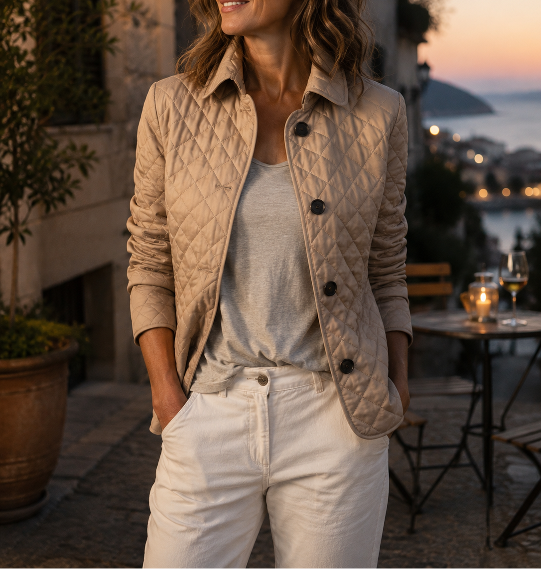Prisca | Classic Stand Collar Quilted Jacket