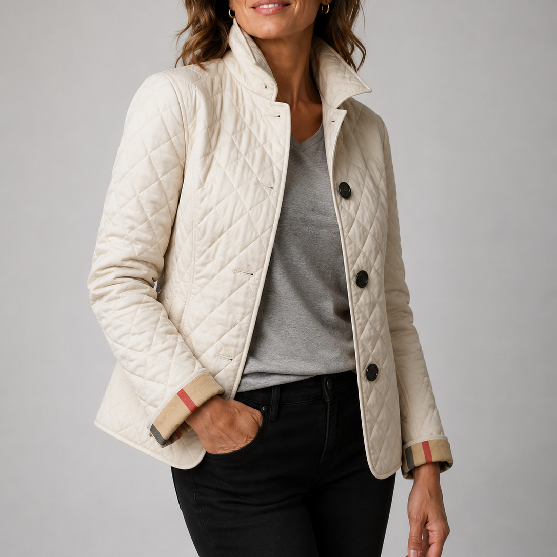 Prisca | Classic Stand Collar Quilted Jacket