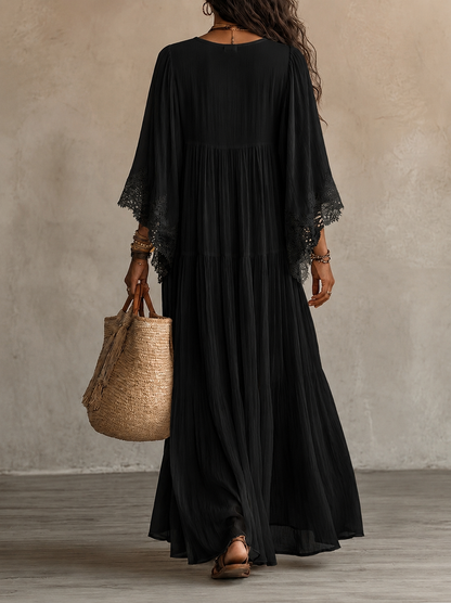 Quintessa | Bohemian Lace V Neck Maxi Dress