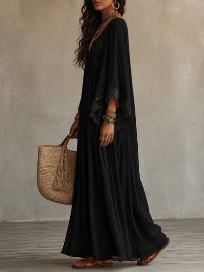 Quintessa | Bohemian Lace V Neck Maxi Dress
