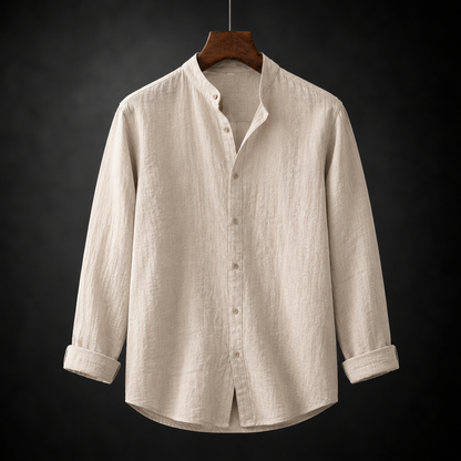 Fulton | Premium Linen Band Collar Shirt