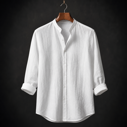 Fulton | Premium Linen Band Collar Shirt