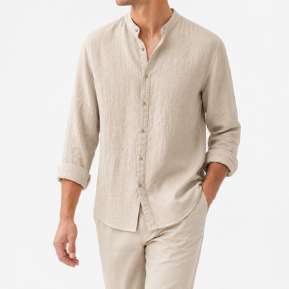 Fulton | Premium Linen Band Collar Shirt