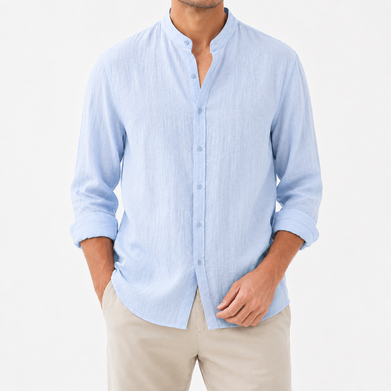 Fulton | Premium Linen Band Collar Shirt