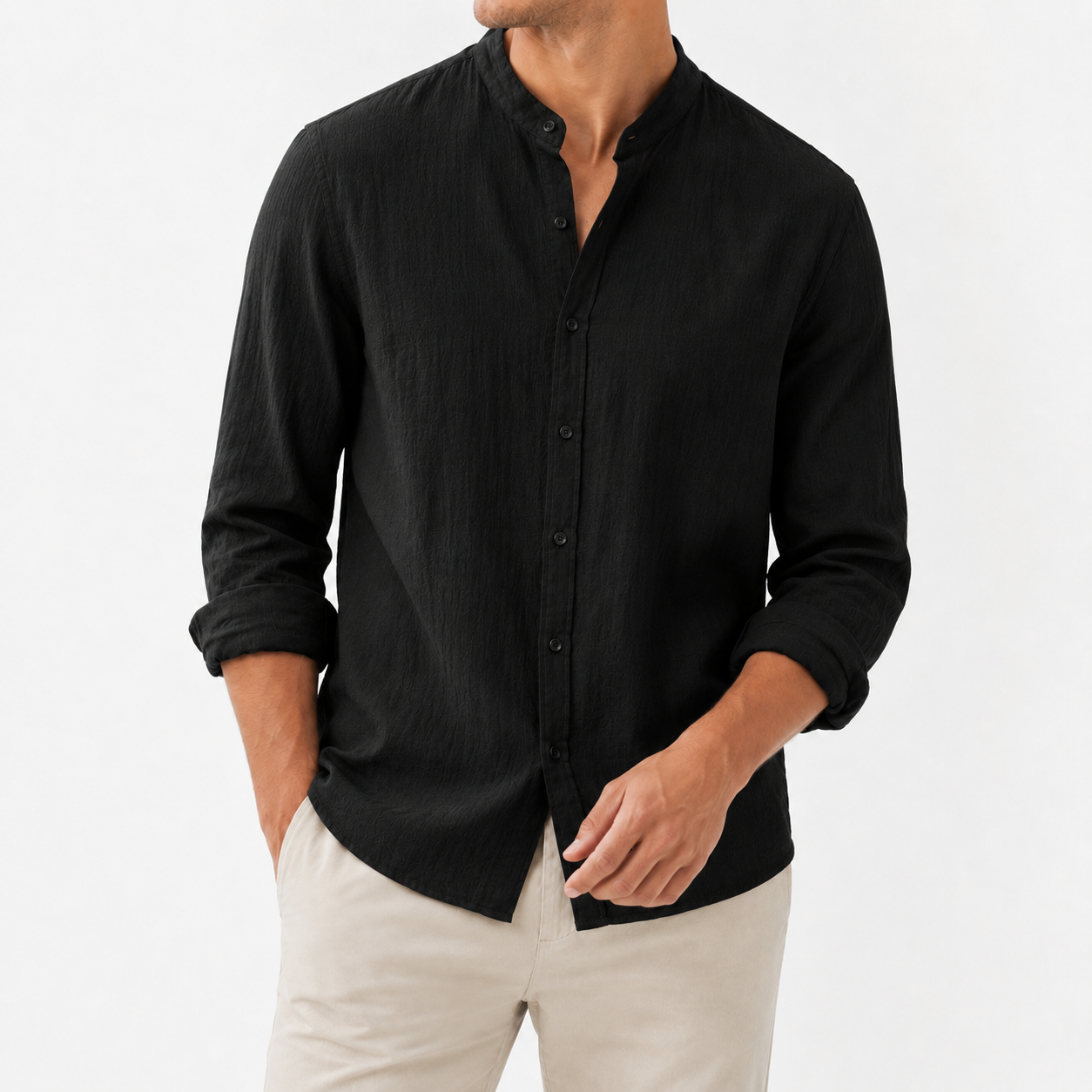 Fulton | Premium Linen Band Collar Shirt
