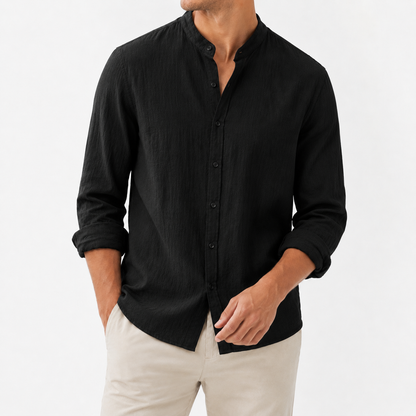 Fulton | Premium Linen Band Collar Shirt