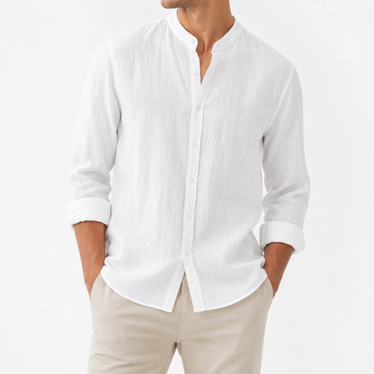 Fulton | Premium Linen Band Collar Shirt
