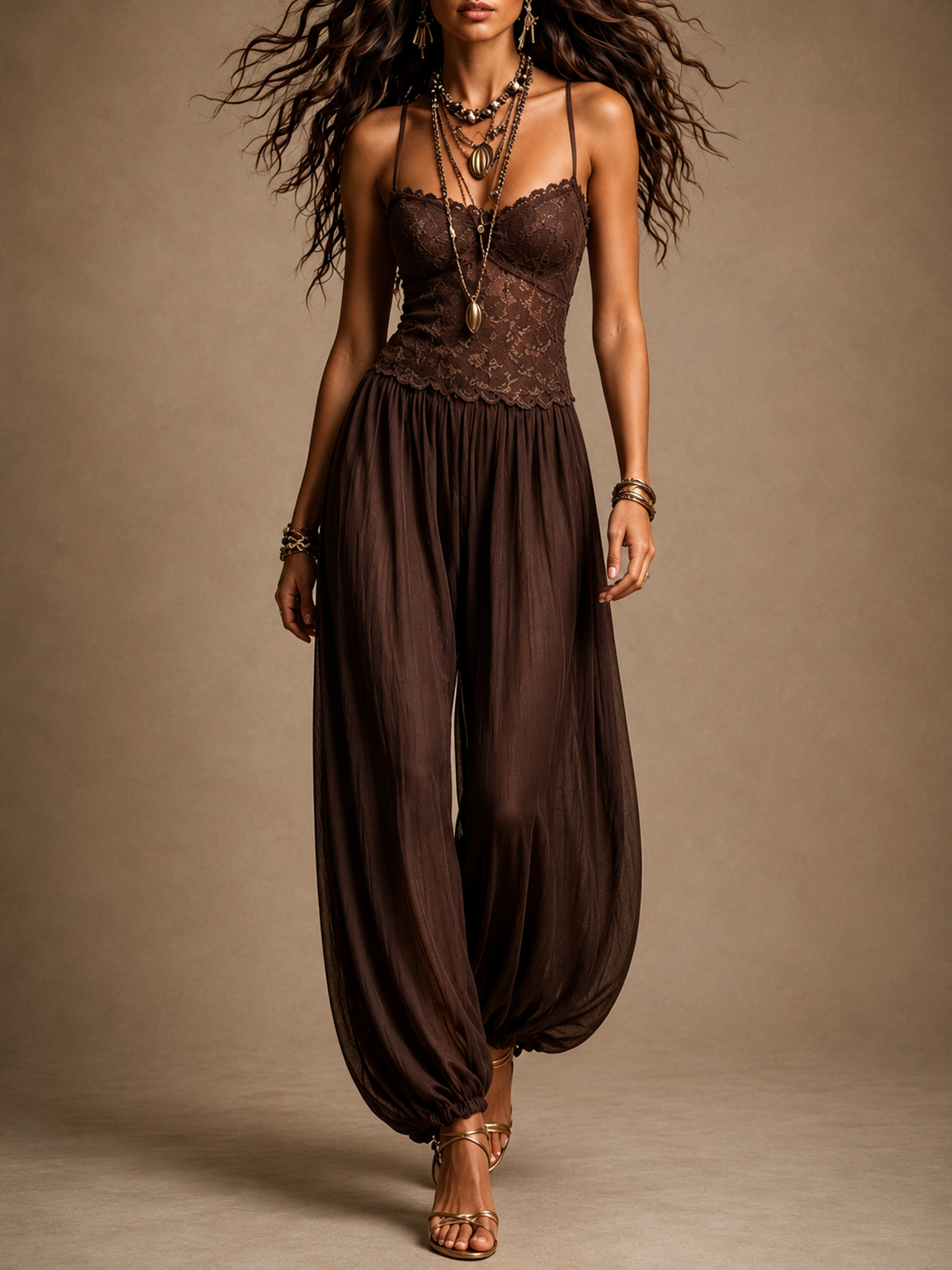 Virelai | Elegant Lace Harem Jumpsuit